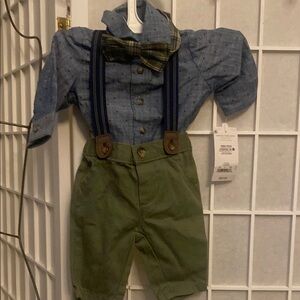 Carter's Blue and Green Outfit with Bow Tie